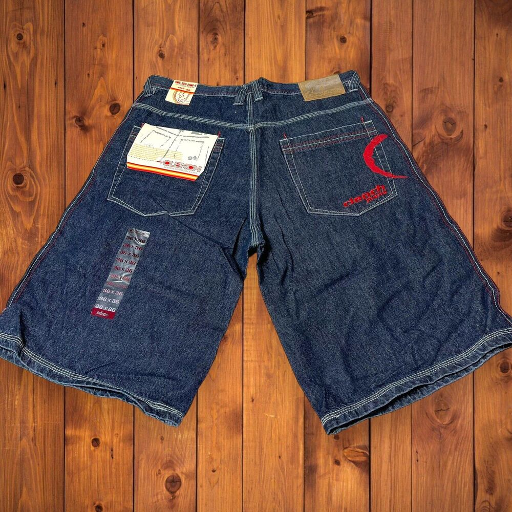 NWT Vintage Clench Jean Shorts Size 36 / 13 Mens Baggy Y2K Style